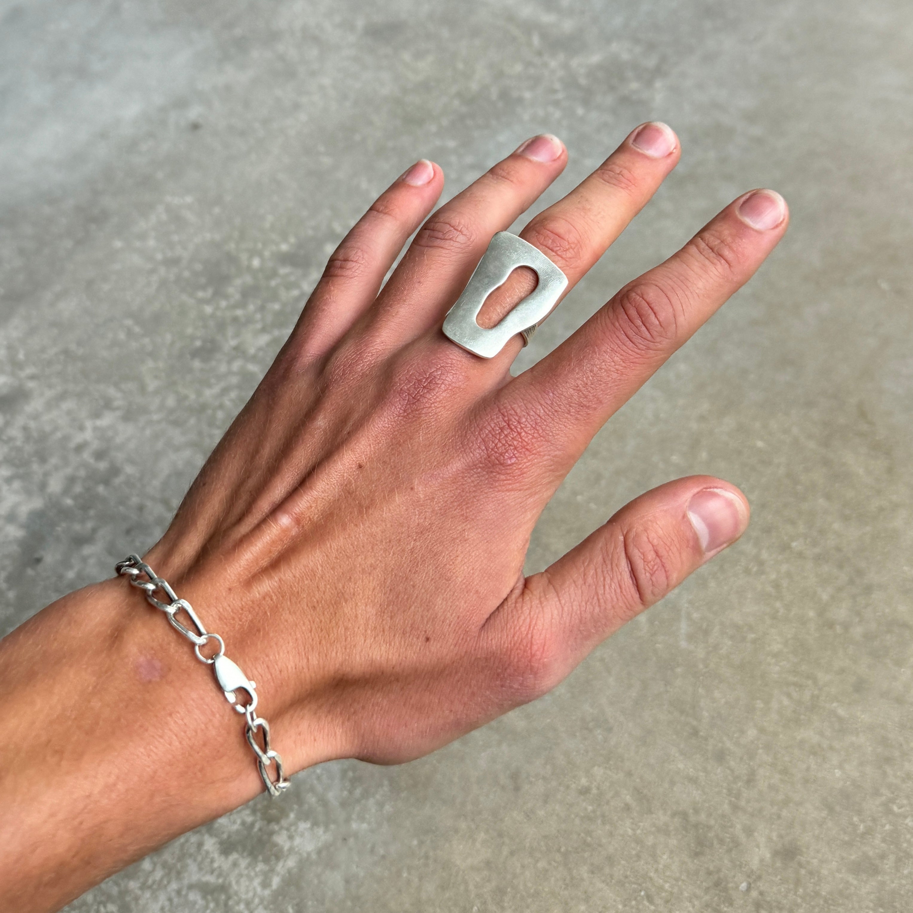 Oversized Abstract Statement Silver Ring